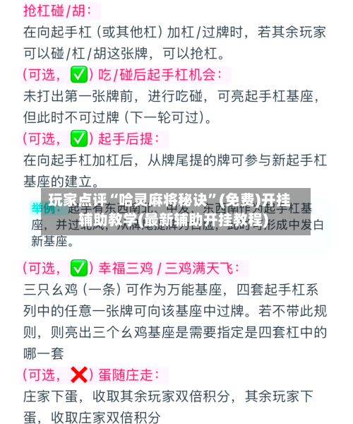 玩家点评“哈灵麻将秘诀	”(免费)开挂辅助教学(最新辅助开挂教程)-第2张图片