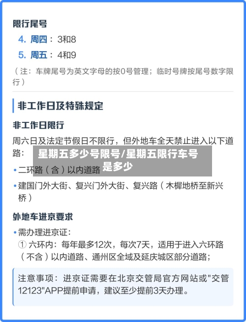 星期五多少号限号/星期五限行车号是多少